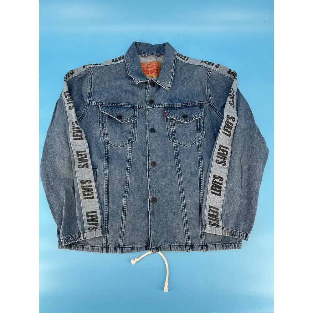 RARE Levi Strauss BIG E Premium Denim Jacket Men's Size M Trucker Snap Med Wash‎